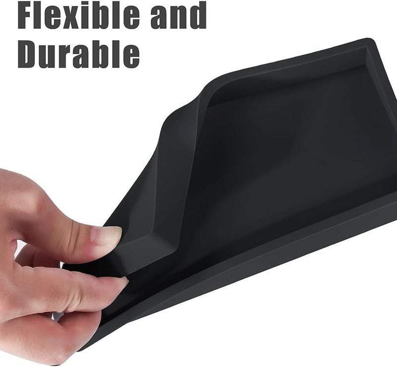 BasedFloor 2PCS 7.87” L x 3.93” W Silicone Soap Dispenser Trays, countertop Tray for Kitchen Counter, Toilet, Small Black Tray for Scrubber, Lotion Bottles, Perfume, Jewelry, Candle, Key Trinket Ring-Black - Image 2